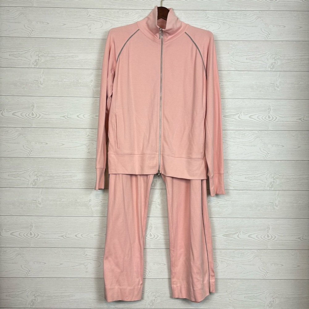 NWT JOAN VASS PINK SWEATSUIT JACKET PANTS LYCRA SIZE 3 (16)